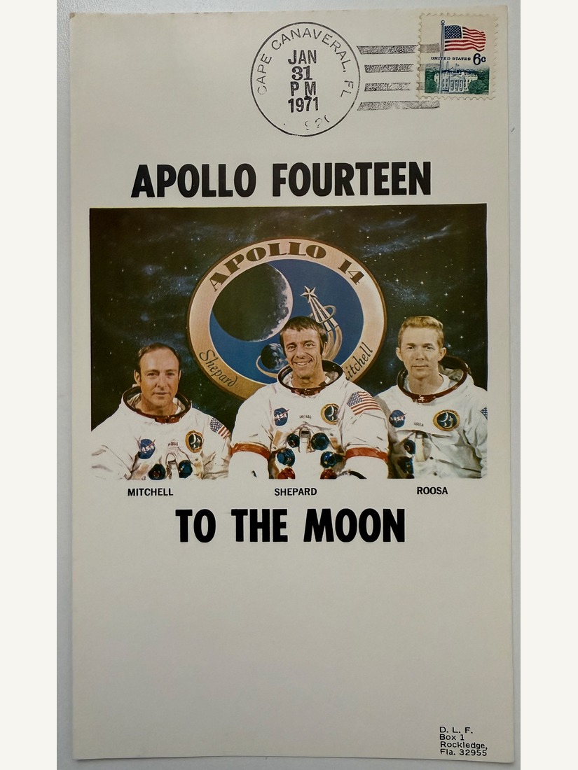 Apollo Fourteen to the Moon cacheted cover, postmarked Cape Canaveral, January 31, 1971