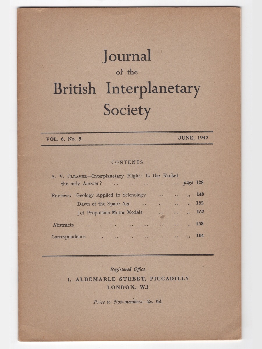 Cover of Journal of the British Interplanetary Society, June 1947