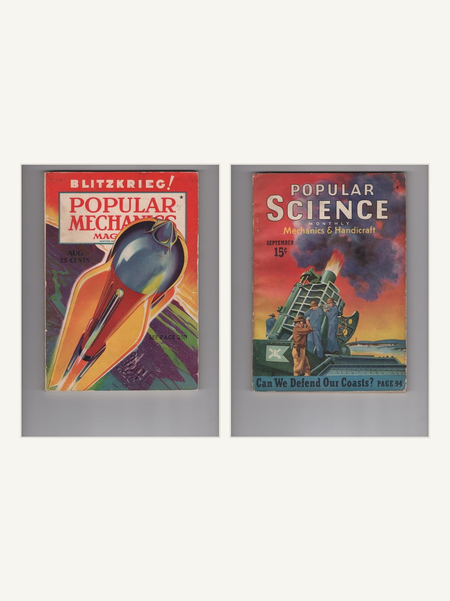 Covers of Popular Mechanics, August 1940, and Popular Science Monthly, September 1940