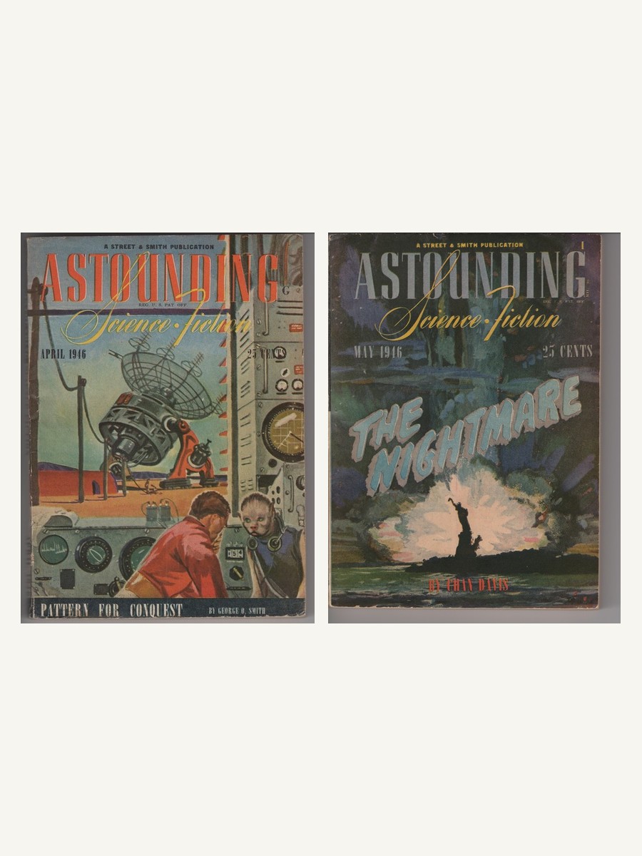 Covers of Astounding Science Fiction, April 1946 and May 1946