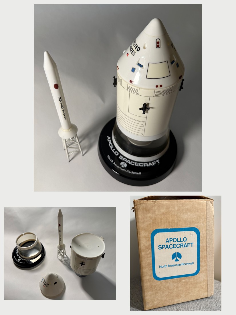 Apollo Spacecraft contractor desk model, North American Rockwell, with box
