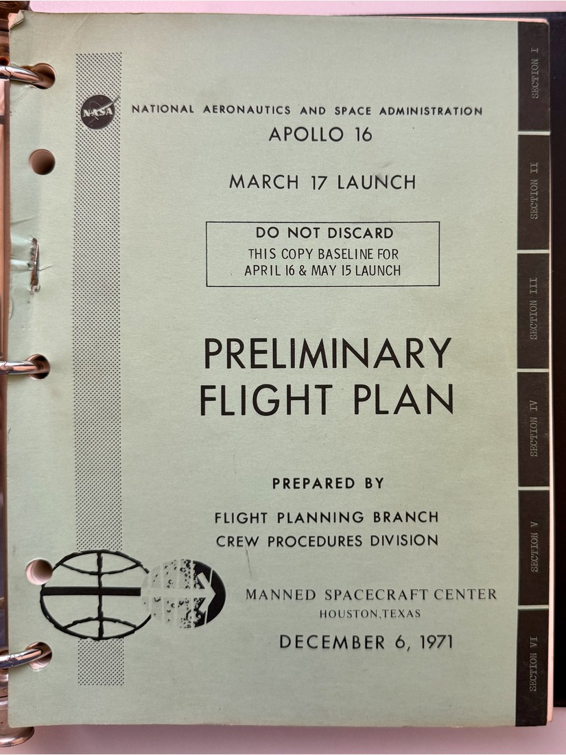 Apollo 16 Preliminary Flight Plan, NASA Manned Spacecraft Center, December 6 1971