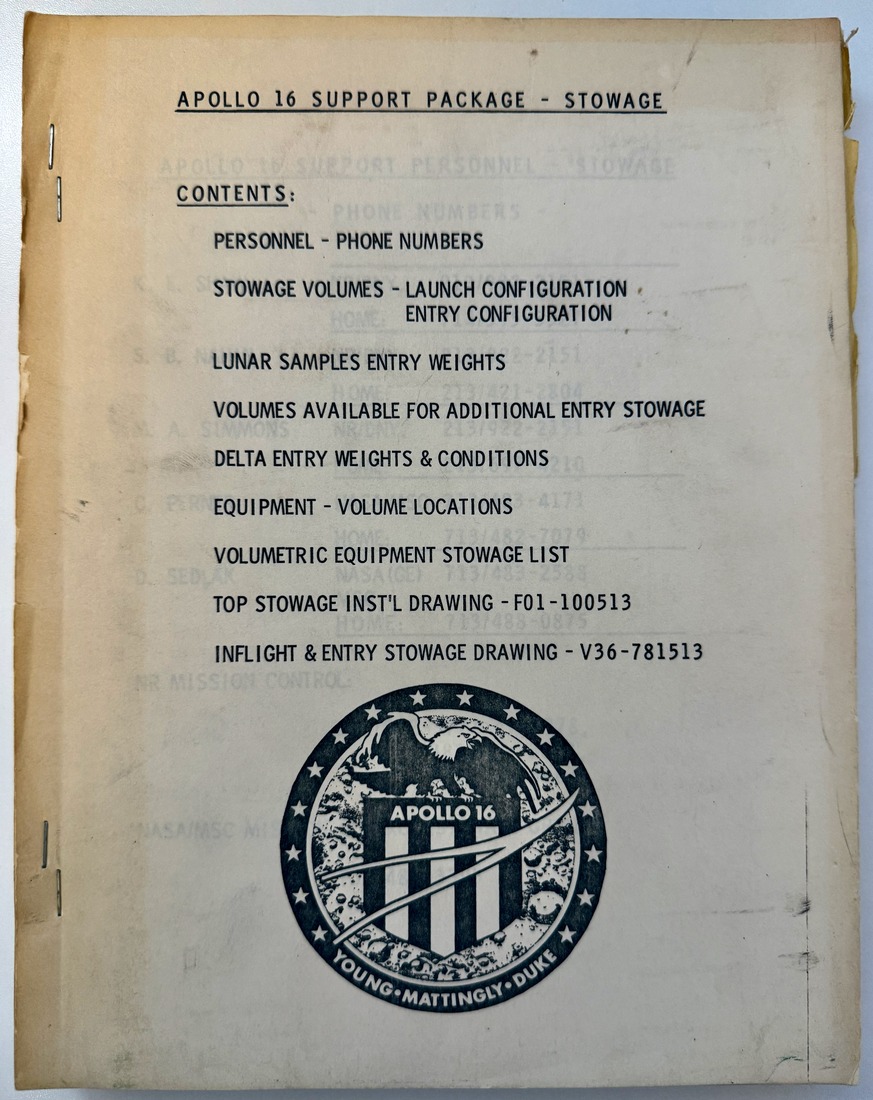 Apollo 16 Support Package — Stowage, 1972