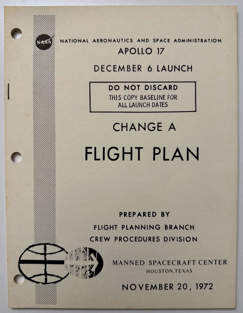 Apollo 17 Flight Plan, Change A, baseline for the December 6, 1972 launch