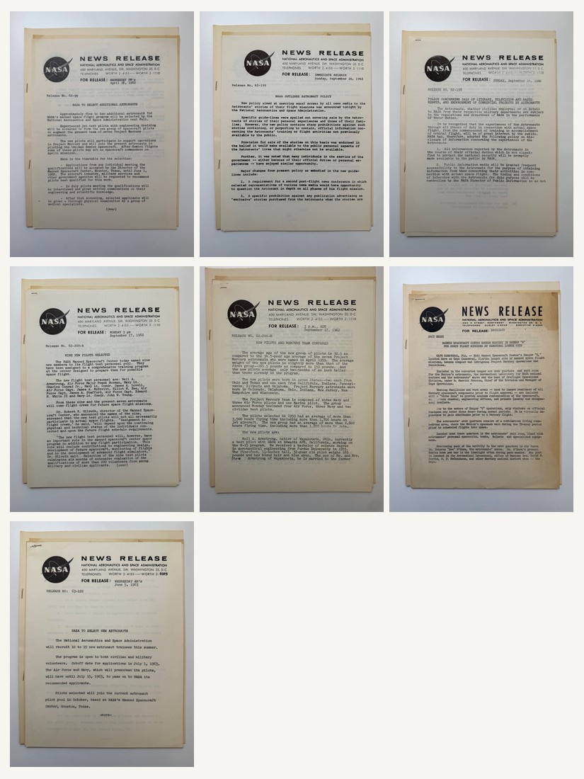 Astronaut Policy and Selection: NASA News Release Lot, 1962-1963