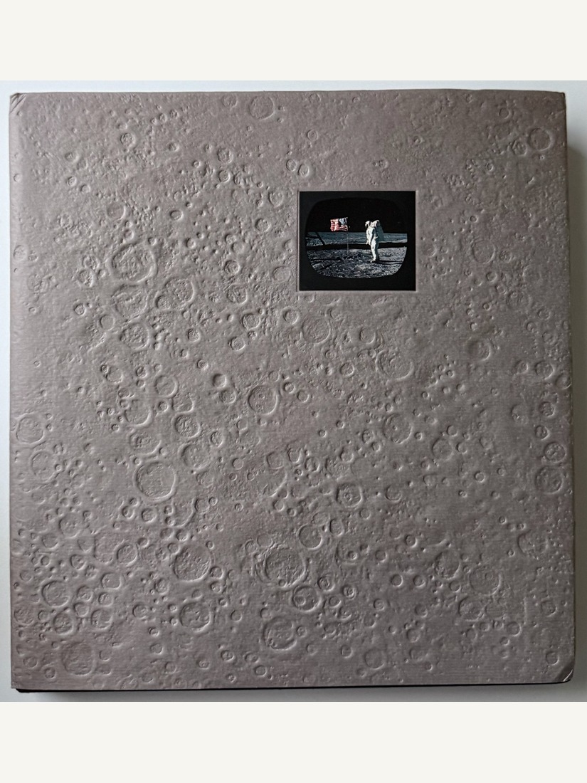 10:56:20 PM, EDT 7/20/69, CBS News limited-edition Apollo 11 book with embossed lunar-surface dust jacket, 1970