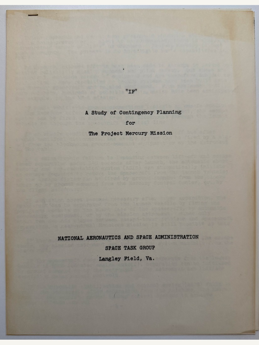 "IF": A Study of Contingency Planning for the Project Mercury Mission