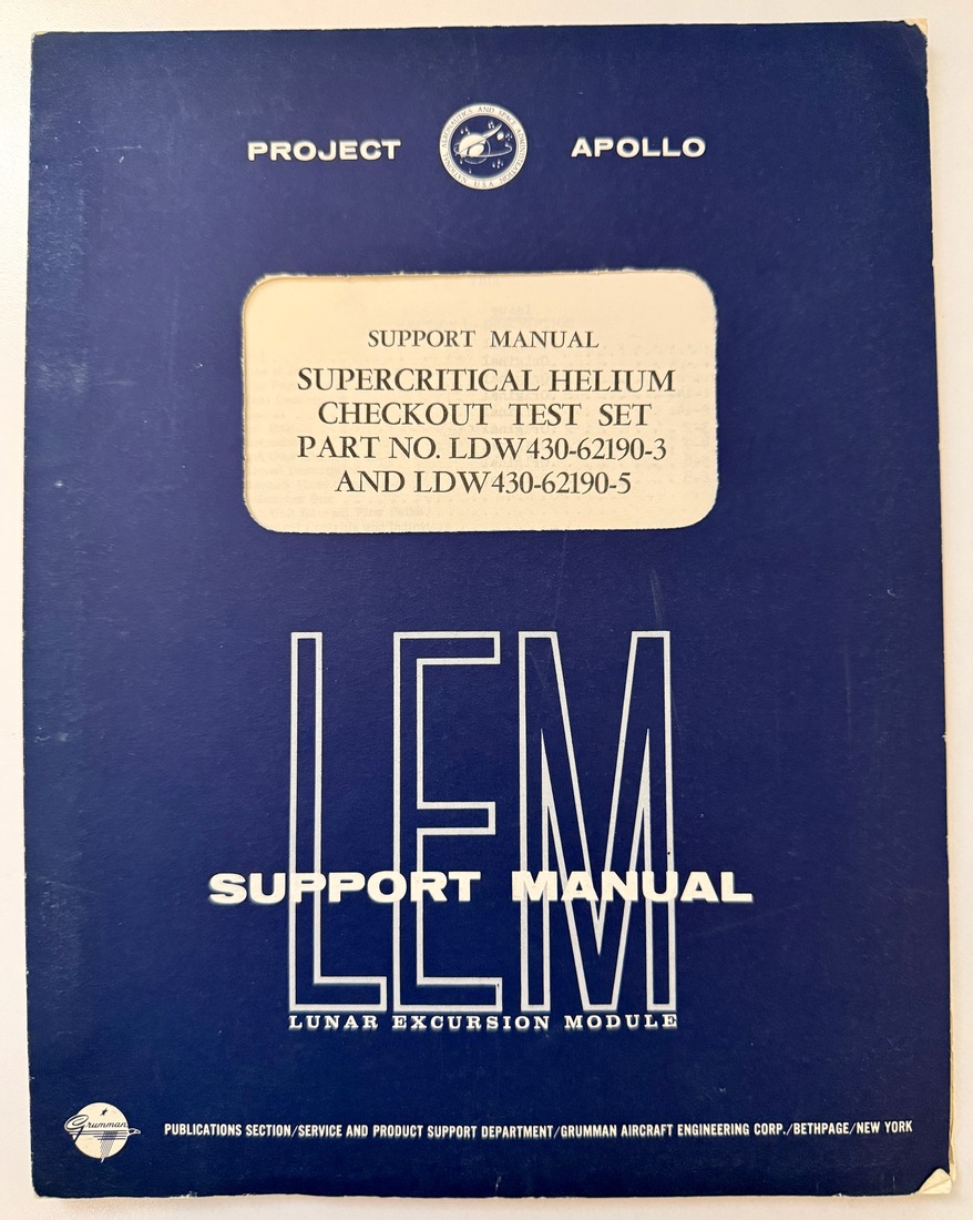 Grumman Lunar Module Supercritical Helium Checkout Test Set