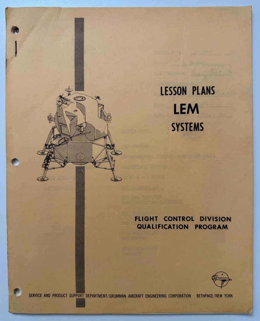 Lesson Plans, LEM Systems, Flight Control Division Qualification Program, 1966