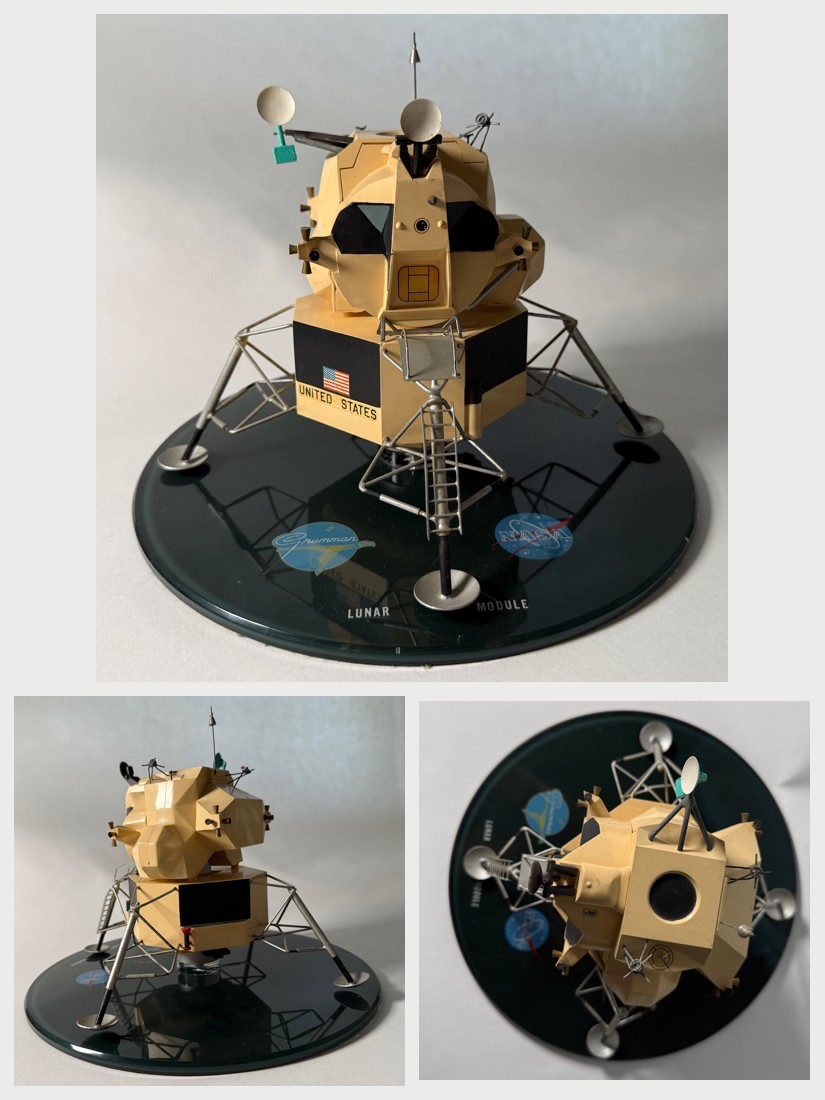 Lunar Module contractor desk model, Grumman, on Grumman/NASA base