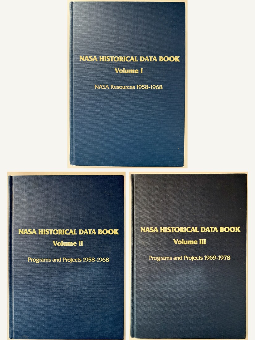 NASA Historical Data Book, Volumes I-III, NASA SP-4012, matching three-volume set, 1988