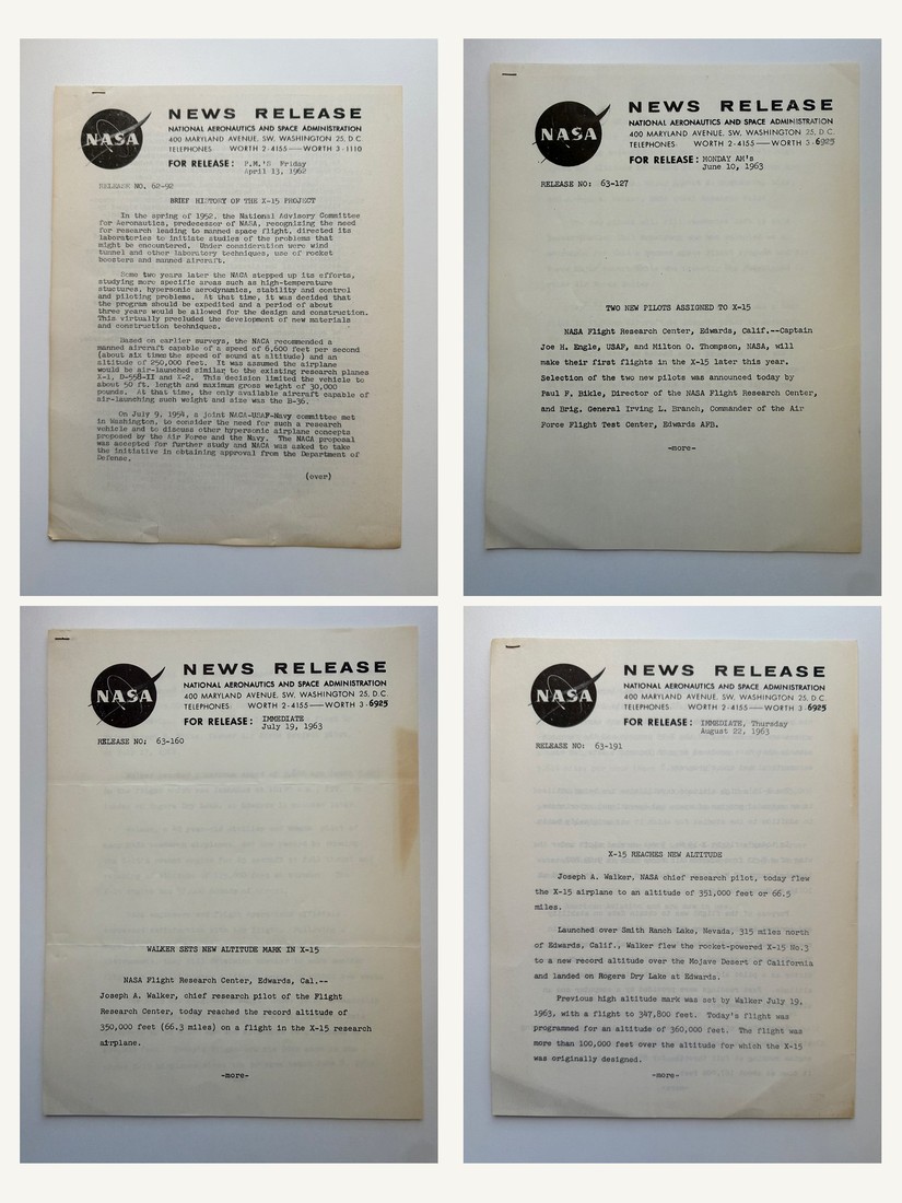 Four NASA News Releases on the X-15 Program, 1962-1963