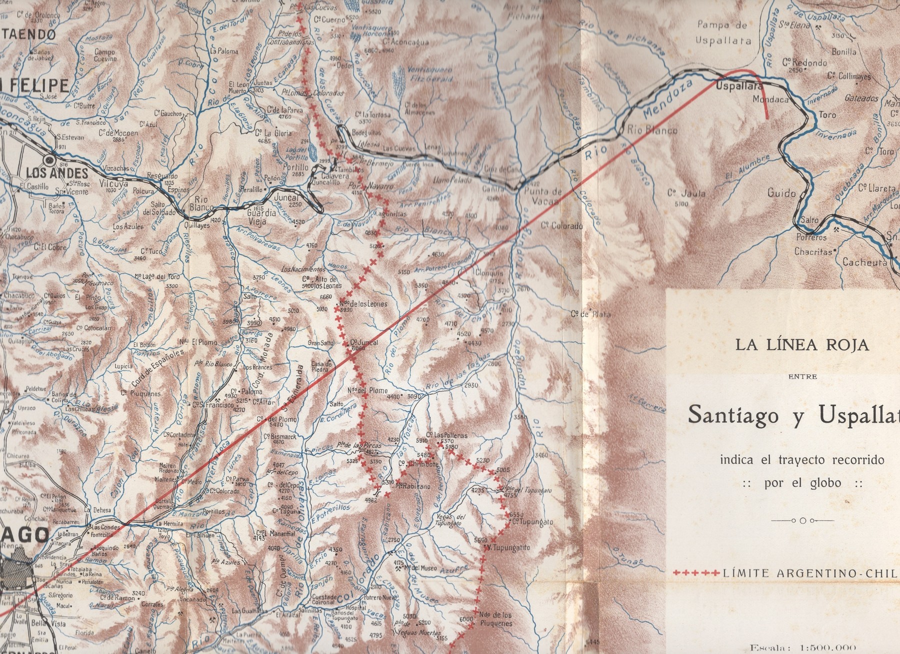 Bradley's fold-out map of the balloon's route across the Andes