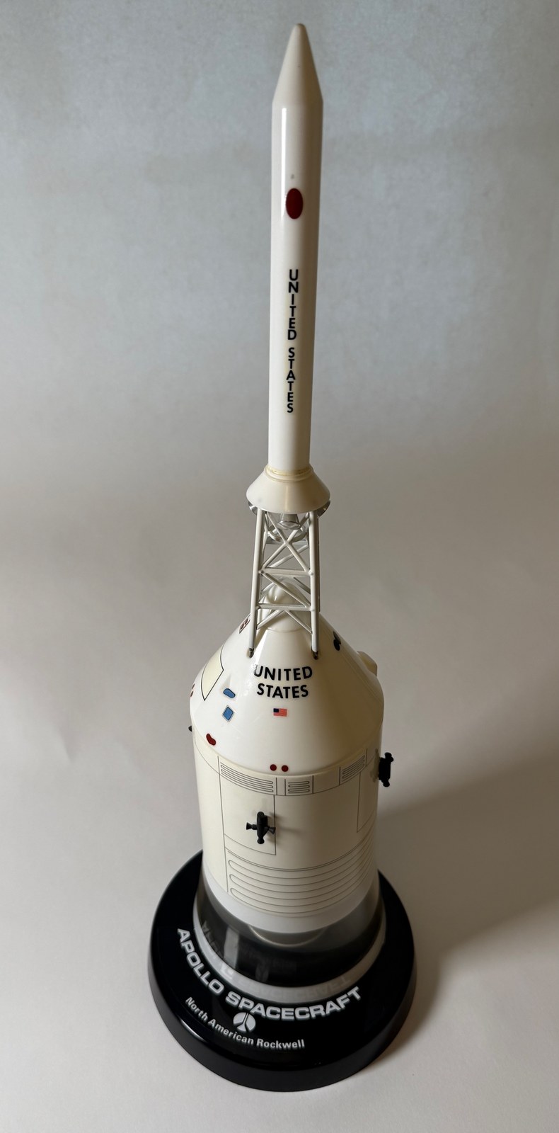 Apollo Spacecraft model, assembled, straight-on front view