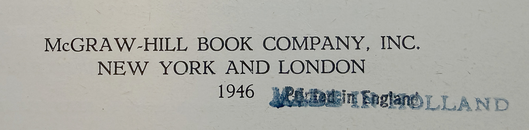 McGraw-Hill issue imprint, hand-stamped MADE IN HOLLAND over Printed in England