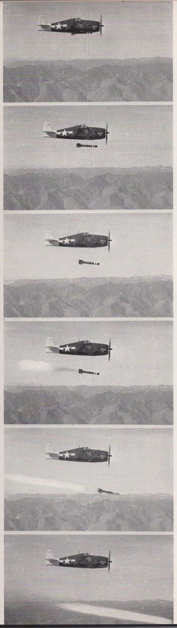 Fig. 1(20), sequential photography of an 11.75-in. AR drop launching from an F6F