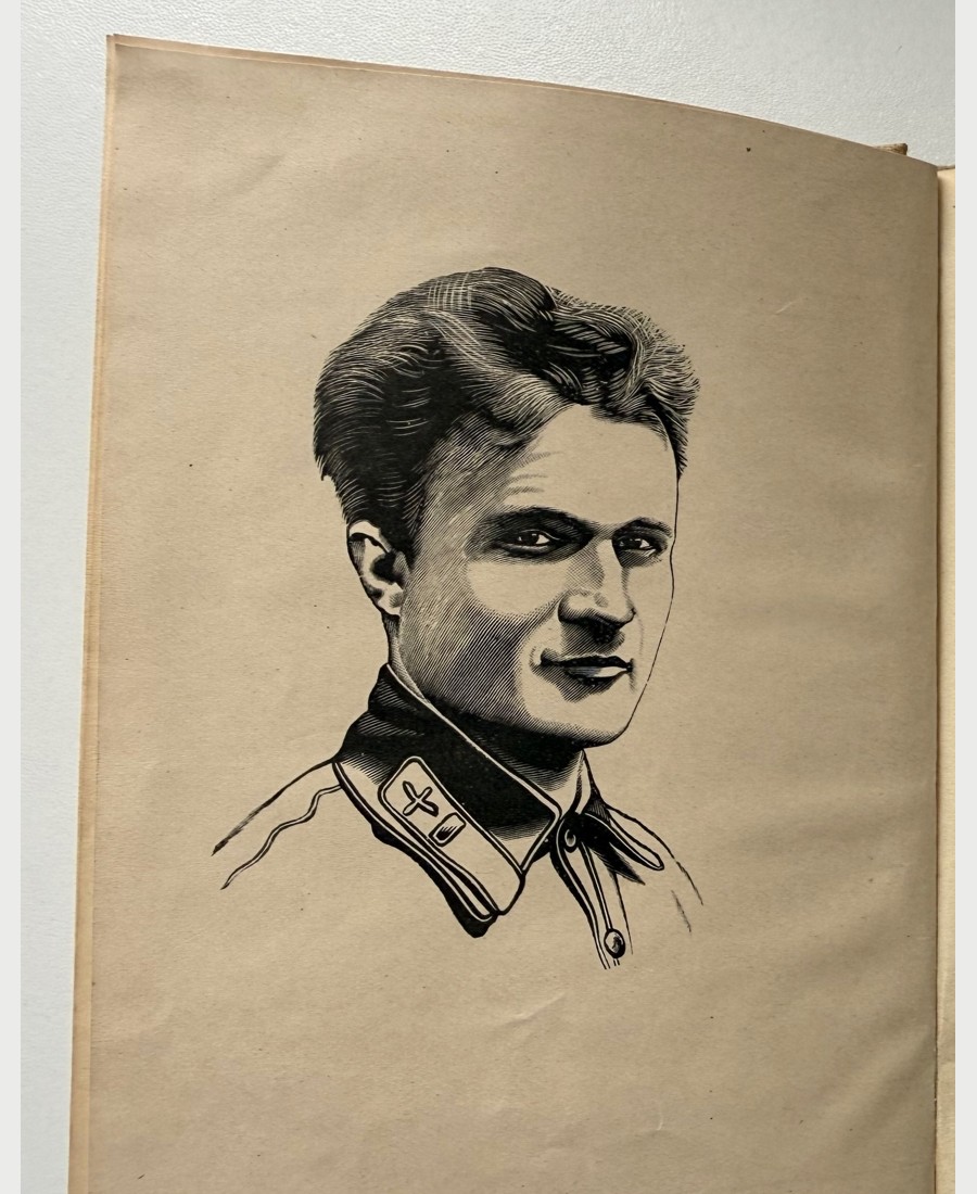 Frontispiece ink portrait of the young Kamanin, 1935 book